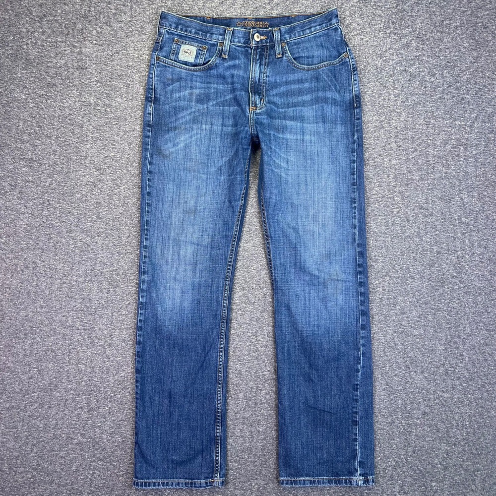 Cinch Jeans Men 32x31 Blue Straight Casual Western Cowboy Stretch Denim Rodeo - Picture 8 of 15